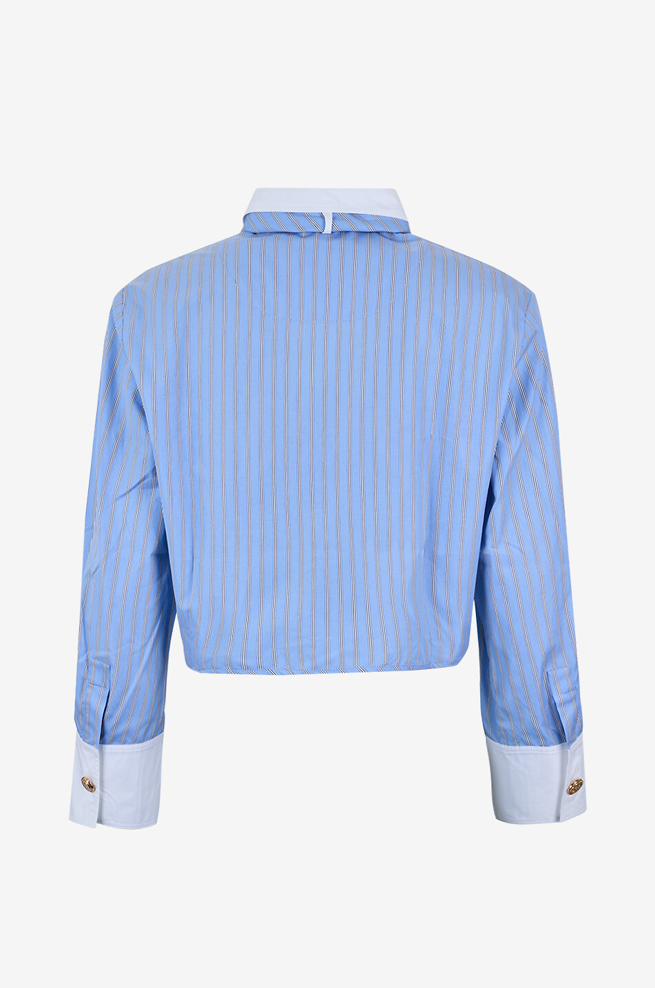 TRESSE PARIS Cobine cropped striped poplin shirt with tie Women LIGHT BLUE 2
