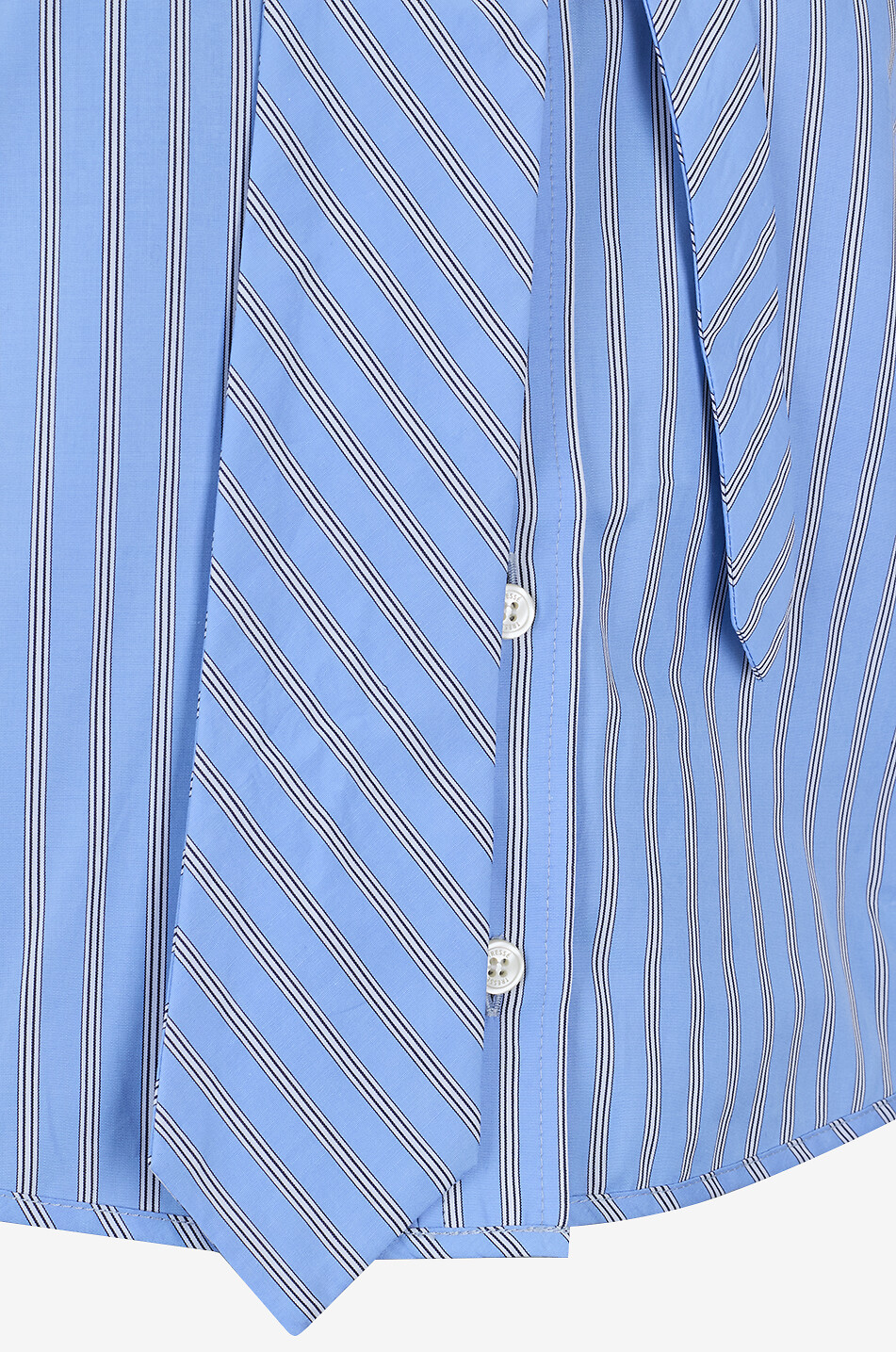 TRESSE PARIS Cobine cropped striped poplin shirt with tie Women LIGHT BLUE 3