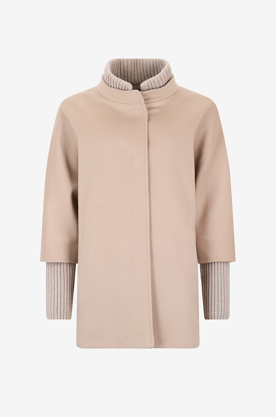 CINZIA ROCCA Weiter Wollmantel mit Rippstrick-Einsätzen Damen BEIGE 1