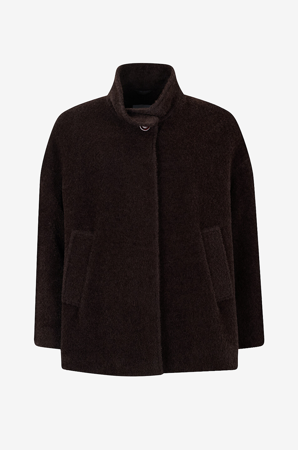 Manteau court oversize duveteux en laine et alpaga BONGÉNIE