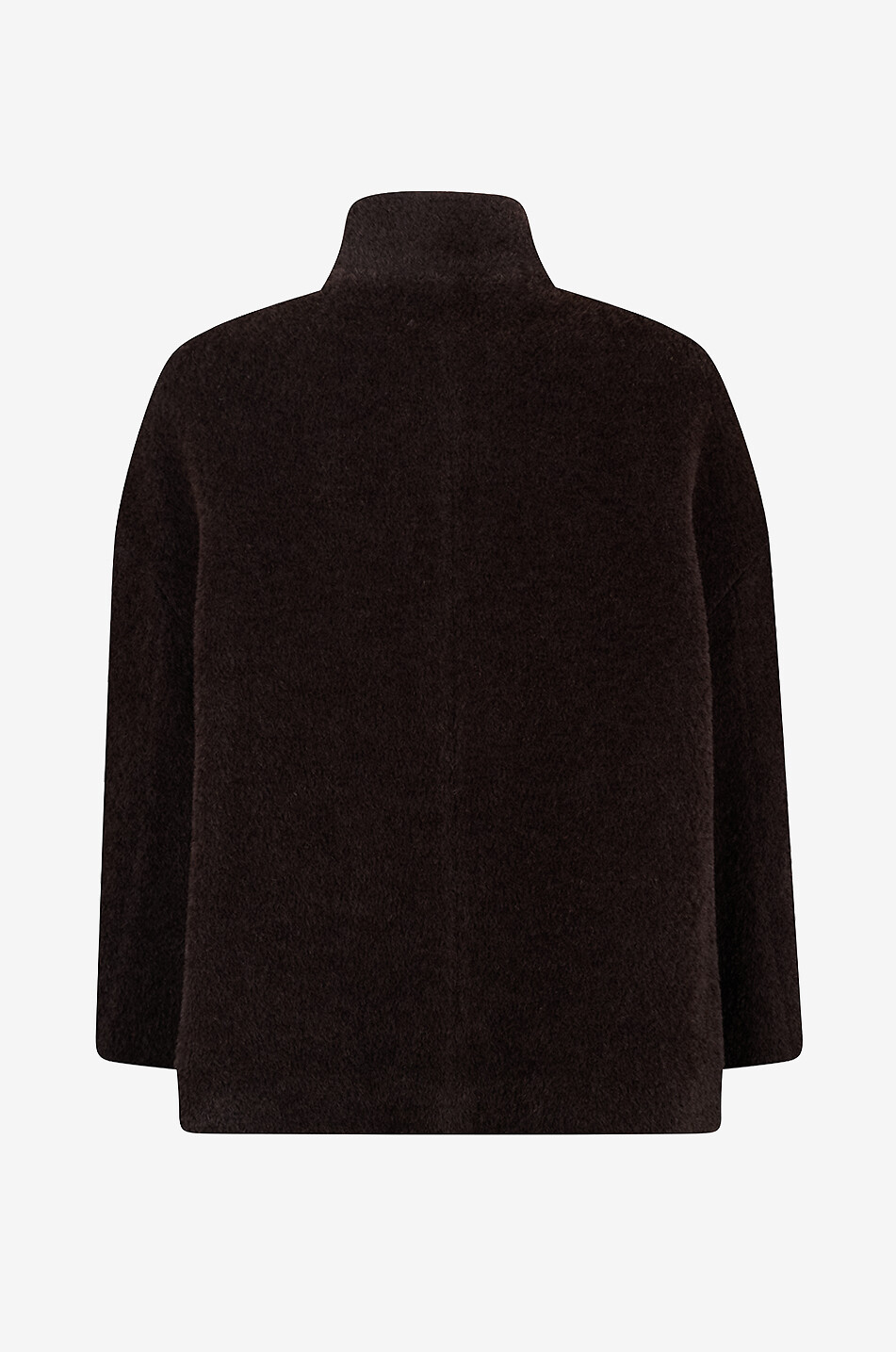 BONGÉNIE Manteau court oversize duveteux en laine et alpaga Femme MARRON FONCÉ 2