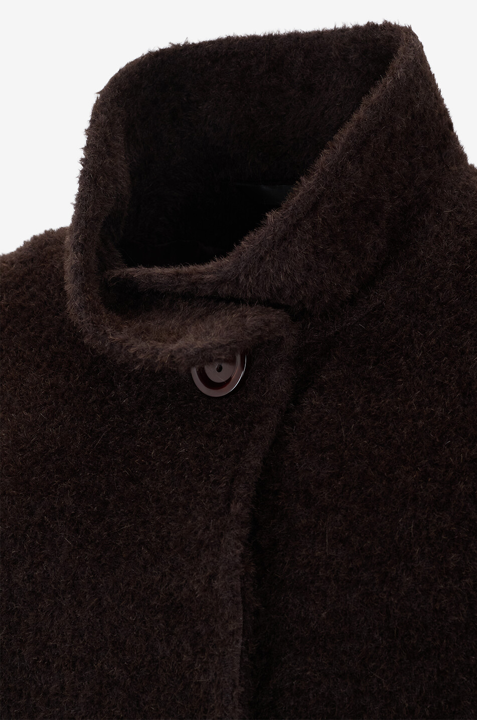 BONGÉNIE Manteau court oversize duveteux en laine et alpaga Femme MARRON FONCÉ 3