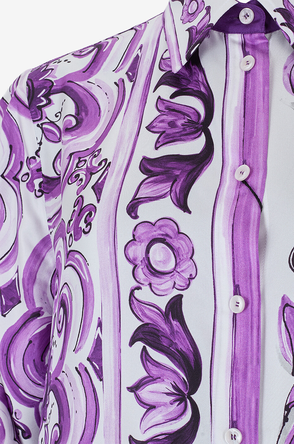DOLCE & GABBANA Majolica A-line silk twill maxi shirt dress Women PURPLE 3