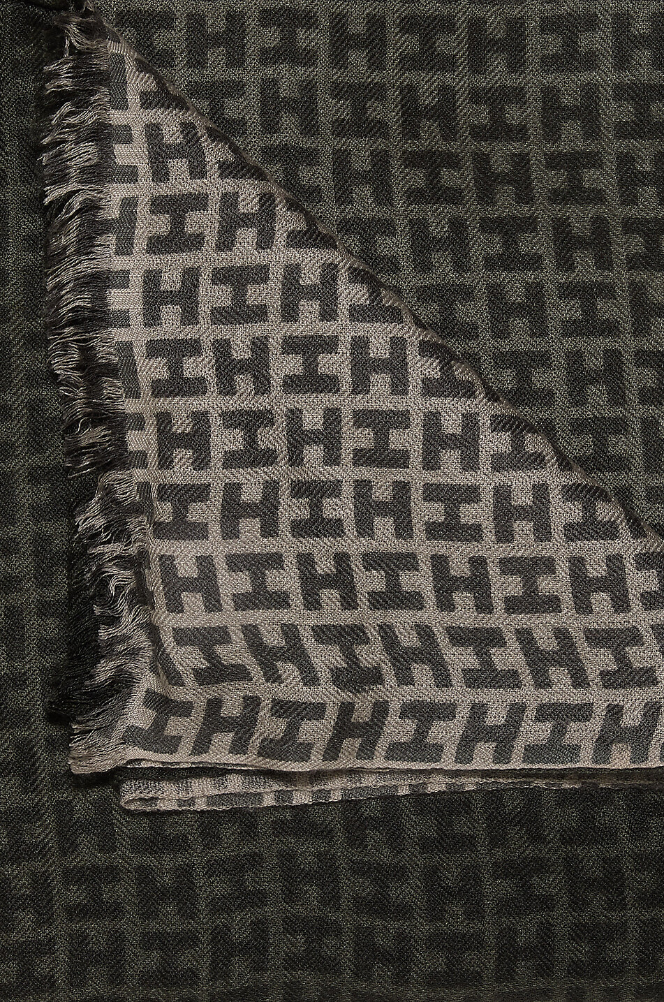 HEMISPHERE Monogramm-Schal aus Kaschmir und Seide Radeombre Herren GRÜN 2