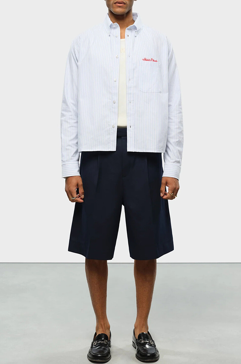 ABOUT:BLANK Chemise rayée à col américain Oxford Script Homme BLEU 3