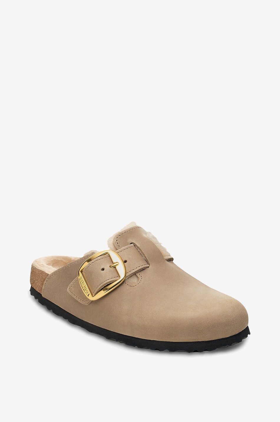 Boston Big Buckle shearling-lined leather clogs