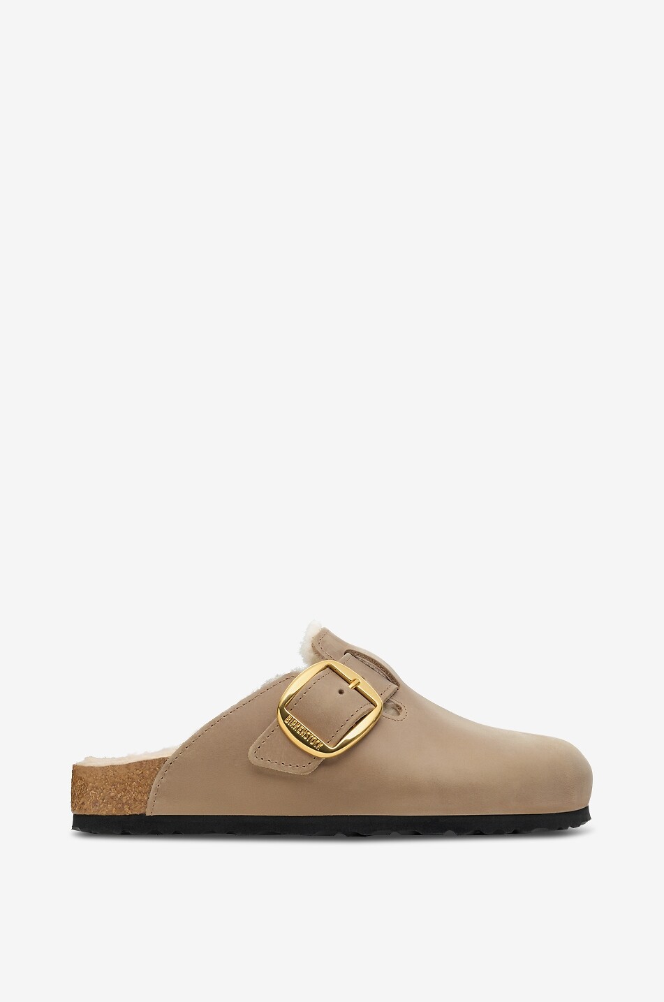 BIRKENSTOCK Boston Big Buckle shearling-lined leather clogs Women LIGHT BROWN 2