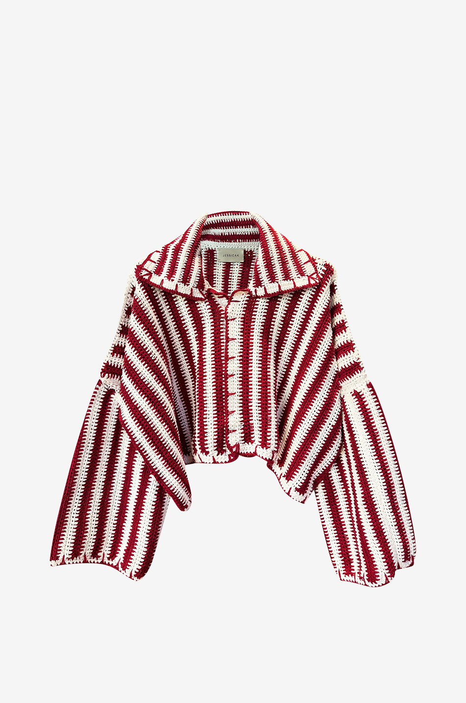 Daria striped crochet cotton shirt jacket