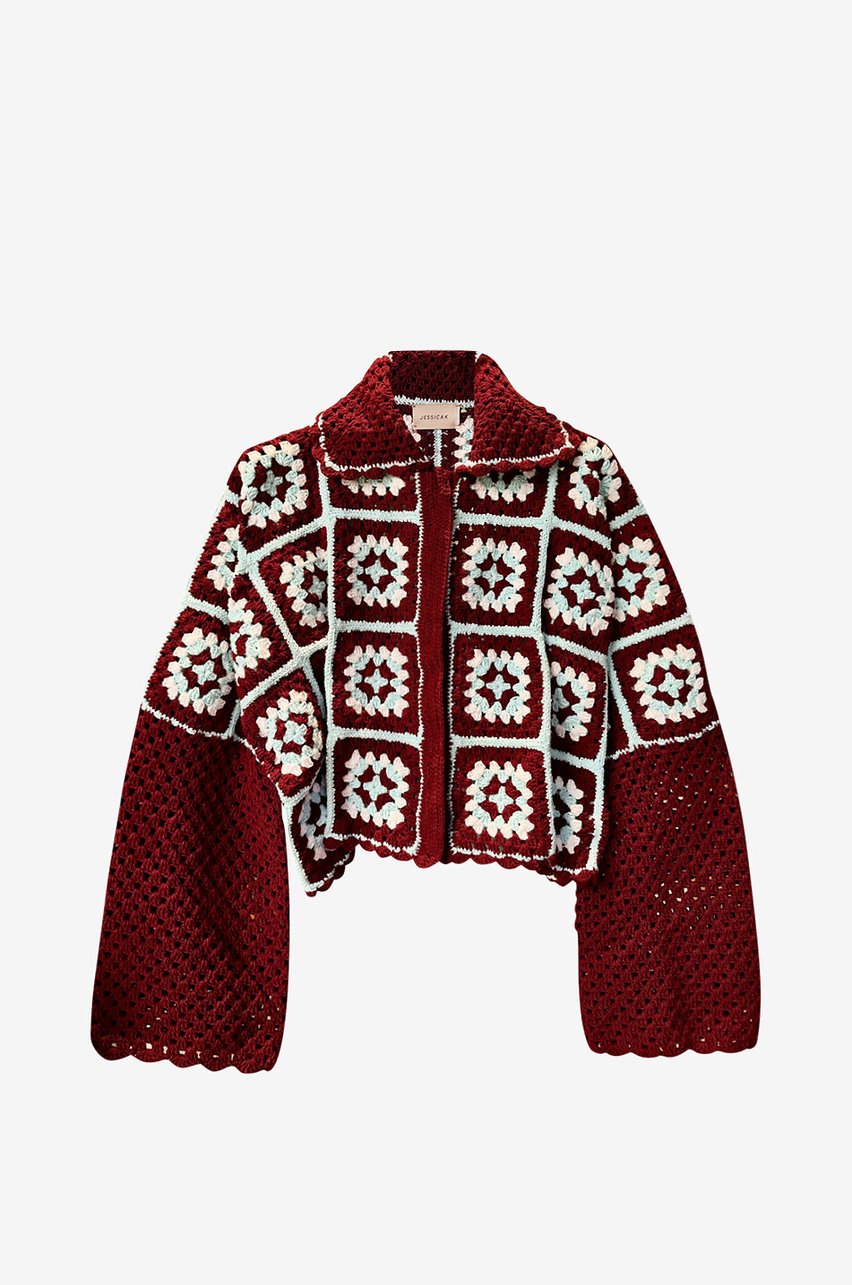 JESSICA K Geblümte Oversize-Häkel-Hemdjacke aus Baumwolle Anya Damen ROT 1