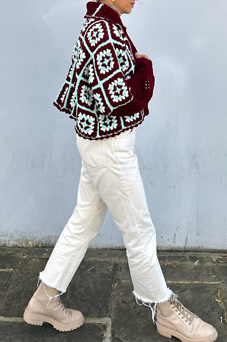 JESSICA K Geblümte Oversize-Häkel-Hemdjacke aus Baumwolle Anya Damen ROT 3