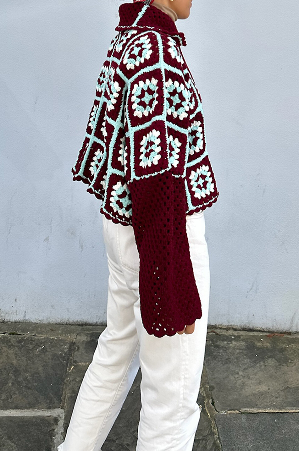 JESSICA K Geblümte Oversize-Häkel-Hemdjacke aus Baumwolle Anya Damen ROT 5