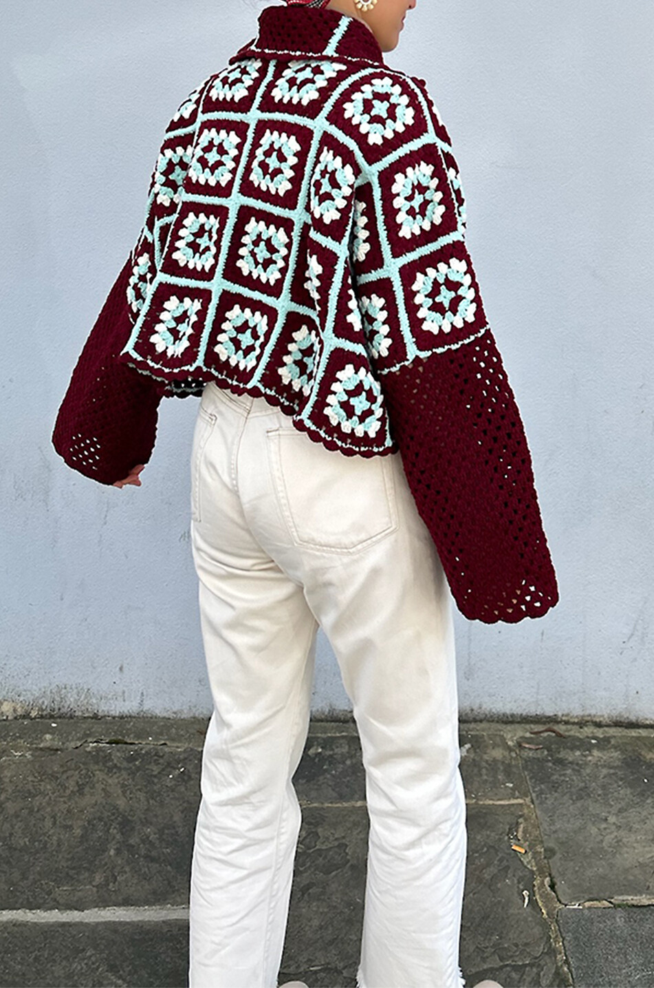 JESSICA K Geblümte Oversize-Häkel-Hemdjacke aus Baumwolle Anya Damen ROT 6