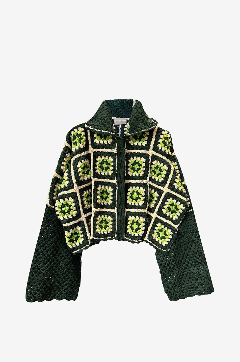 JESSICA K Geblümte Oversize-Häkel-Hemdjacke aus Baumwolle Anya Damen GRÜN 1