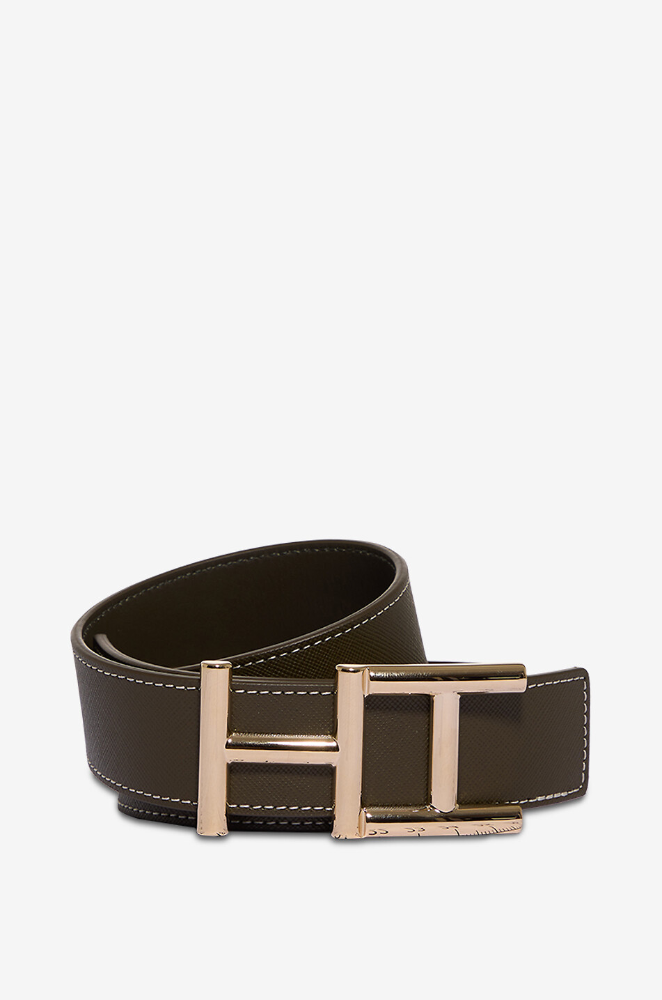 HEMISPHERE Hoher Gürtel aus genarbtem Leder HH Damen DUNKLES KHAKI 1