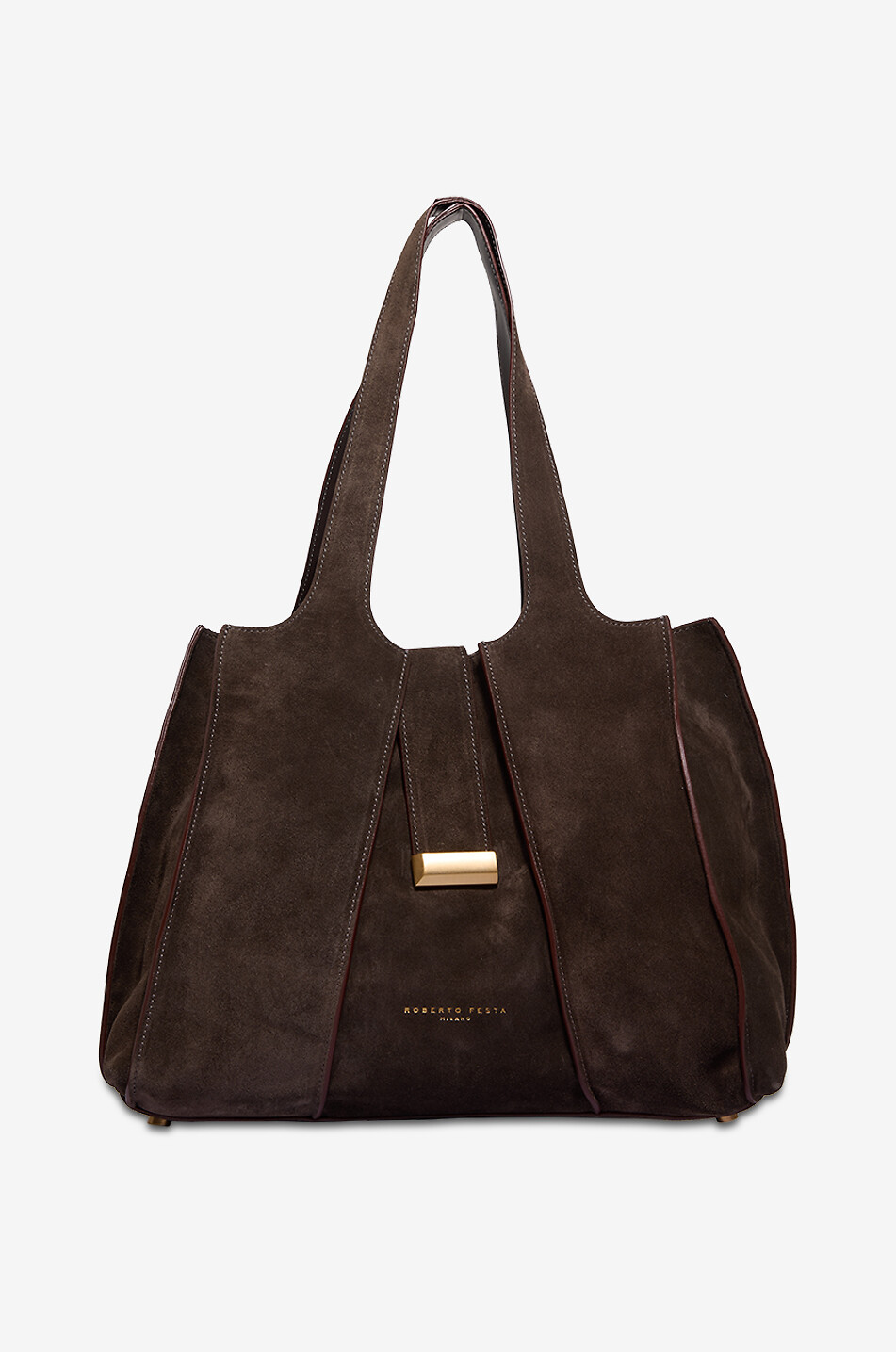 Trapezförmige Wildleder-Schultertasche Eloise Light