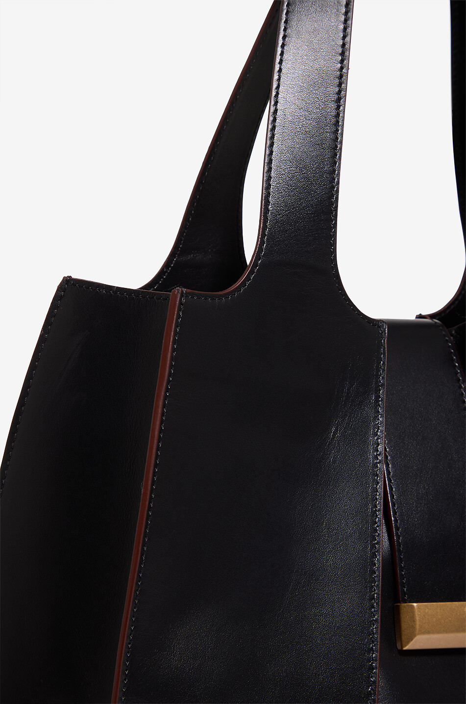 ROBERTO FESTA X BONGÉNIE Sac cabas trapèze en cuir lisse Eloise Tresor Femme NOIR 5