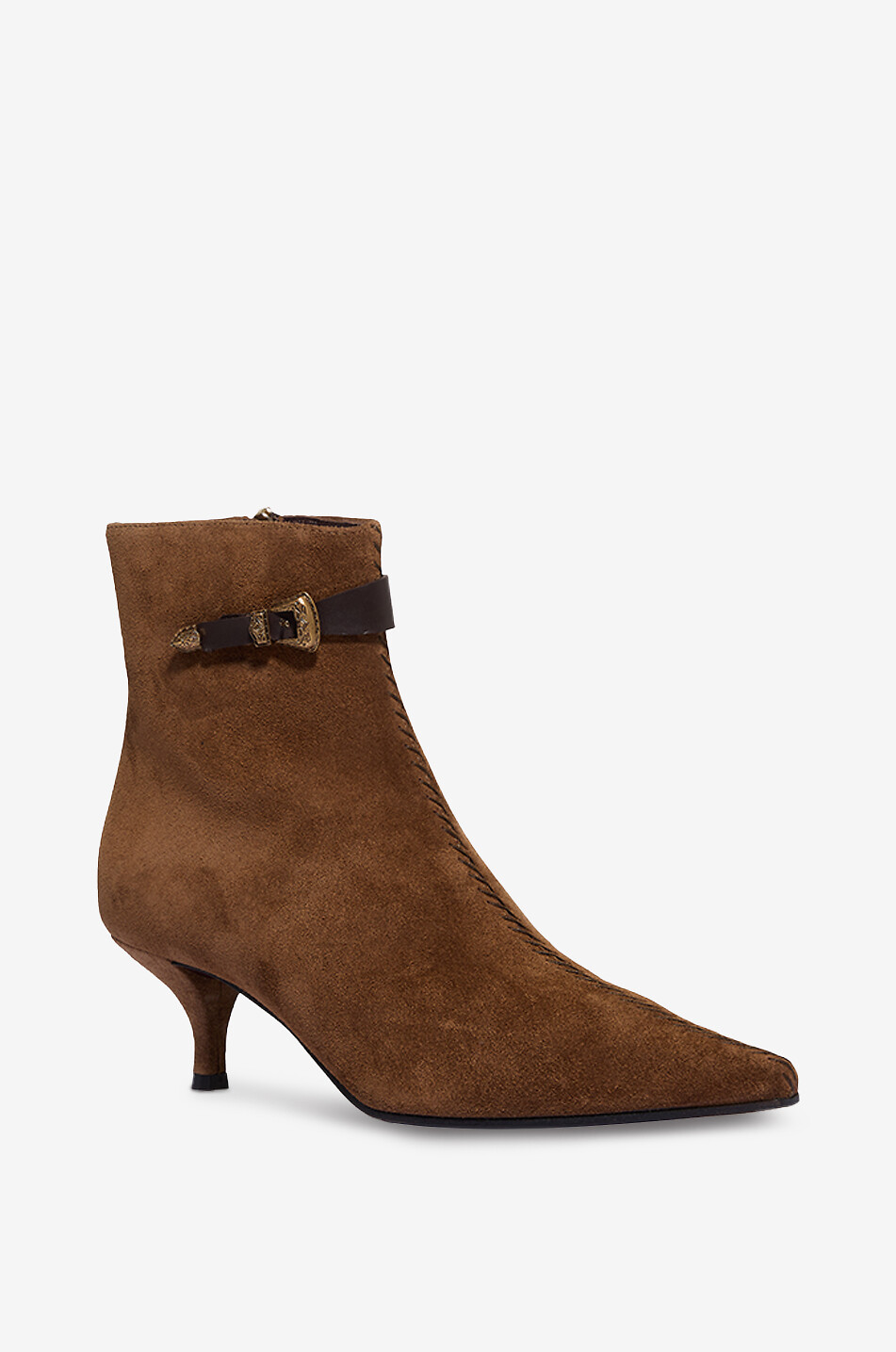 ROBERTO FESTA X BONGÉNIE Ela suede stiletto ankle boots Women BROWN 1