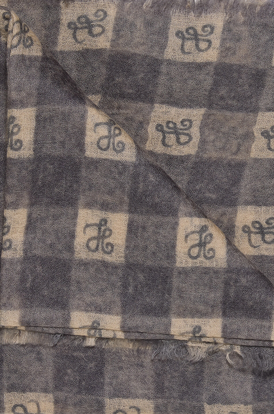 HEMISPHERE Square cashmere checkered Naronnicki scarf Women BLUE 2