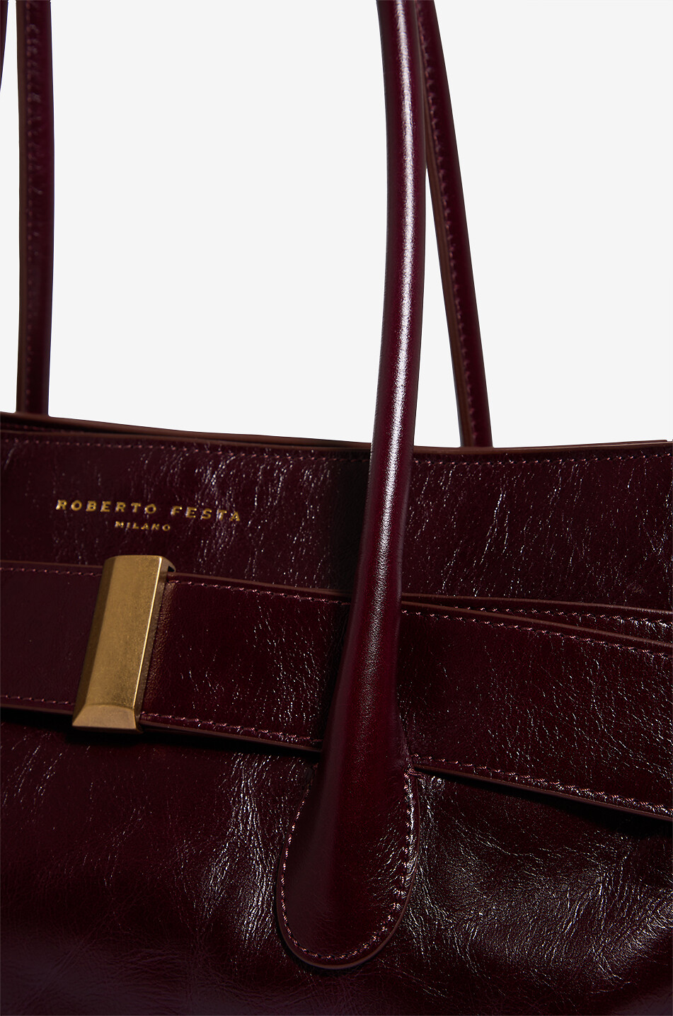 ROBERTO FESTA X BONGÉNIE Rechteckige Handtasche aus Glanzleder Emeralda Damen DUNKELROT 5