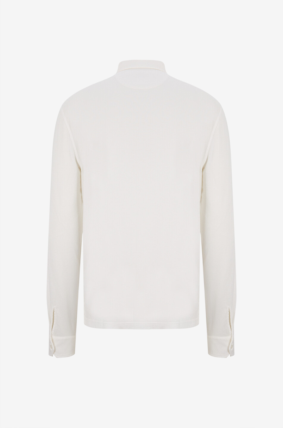 FEDELI Langärmeliges Jersey-Polohemd Zero Interlock Herren CREMEFARBEN 2