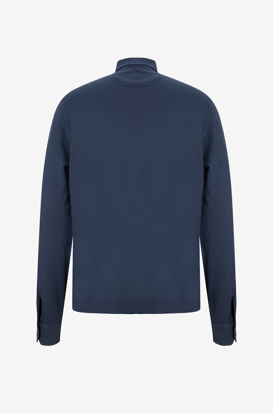 FEDELI Zero Interlock long-sleeve jersey polo shirt Men DARK BLUE 2