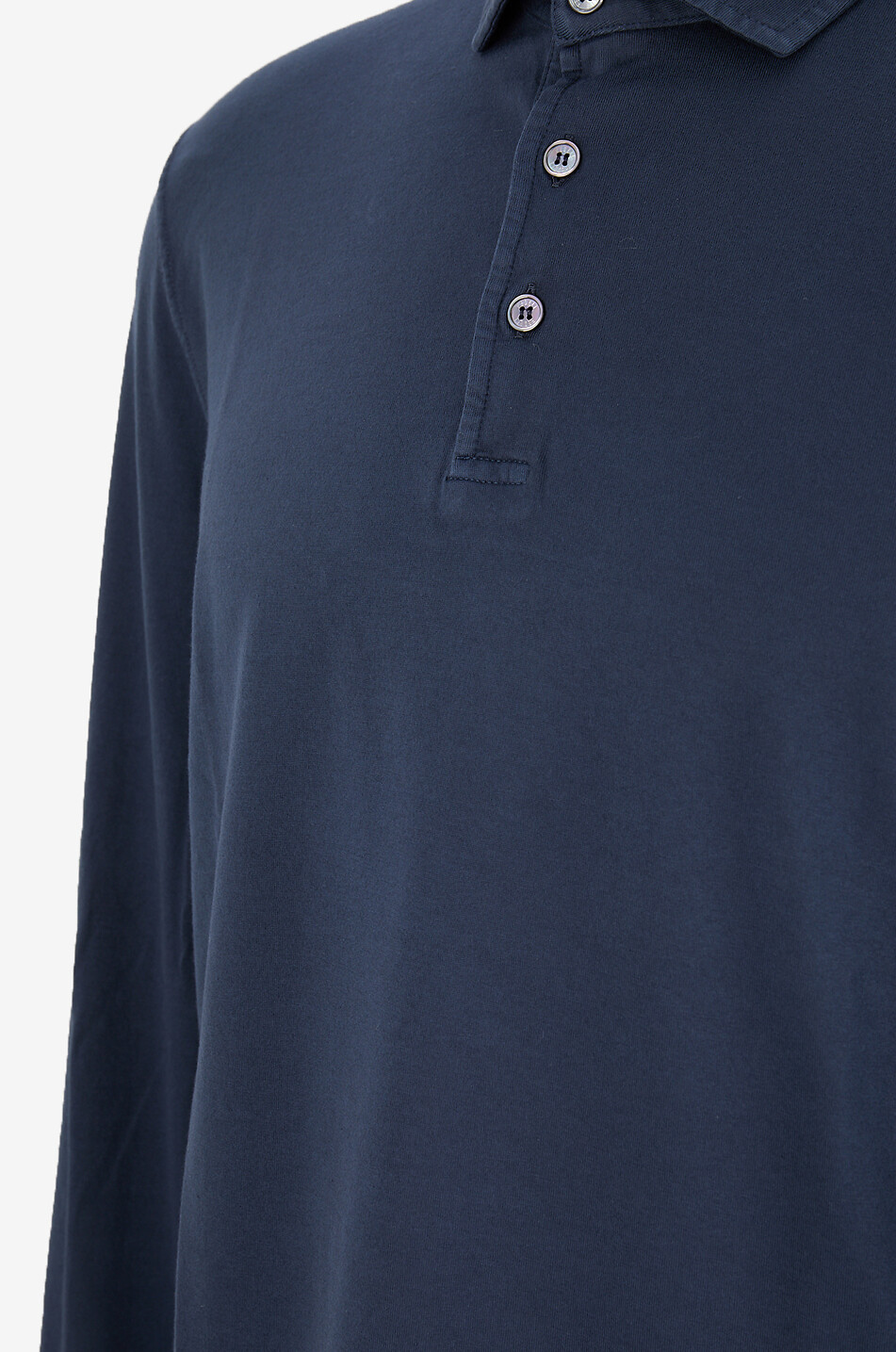 FEDELI Zero Interlock long-sleeve jersey polo shirt Men DARK BLUE 3