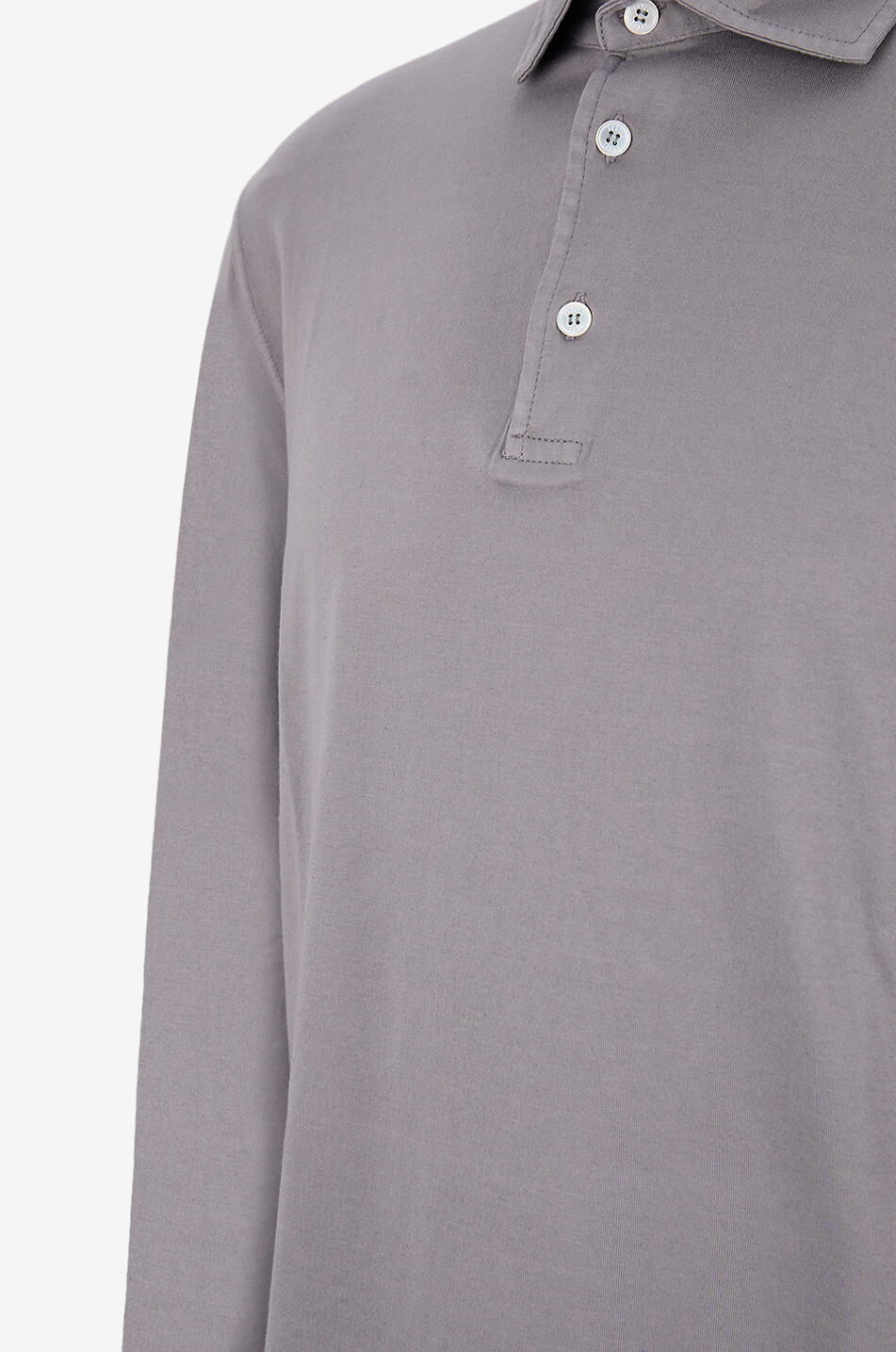 FEDELI Zero Interlock long-sleeve jersey polo shirt Men MEDIUM GREY 3