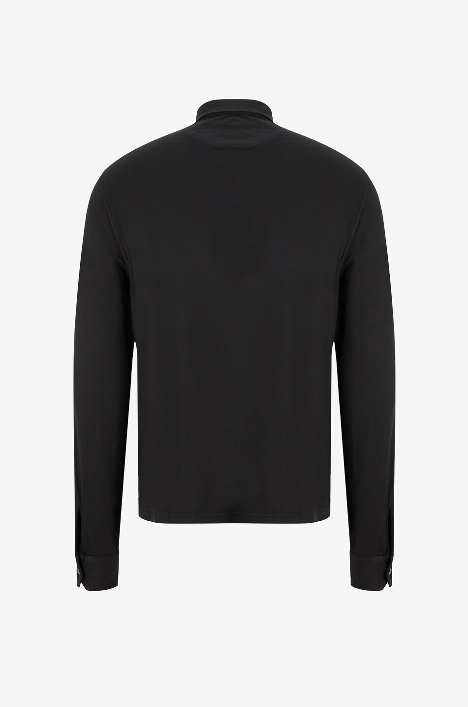 FEDELI Zero Interlock long-sleeve jersey polo shirt Men BLACK 2