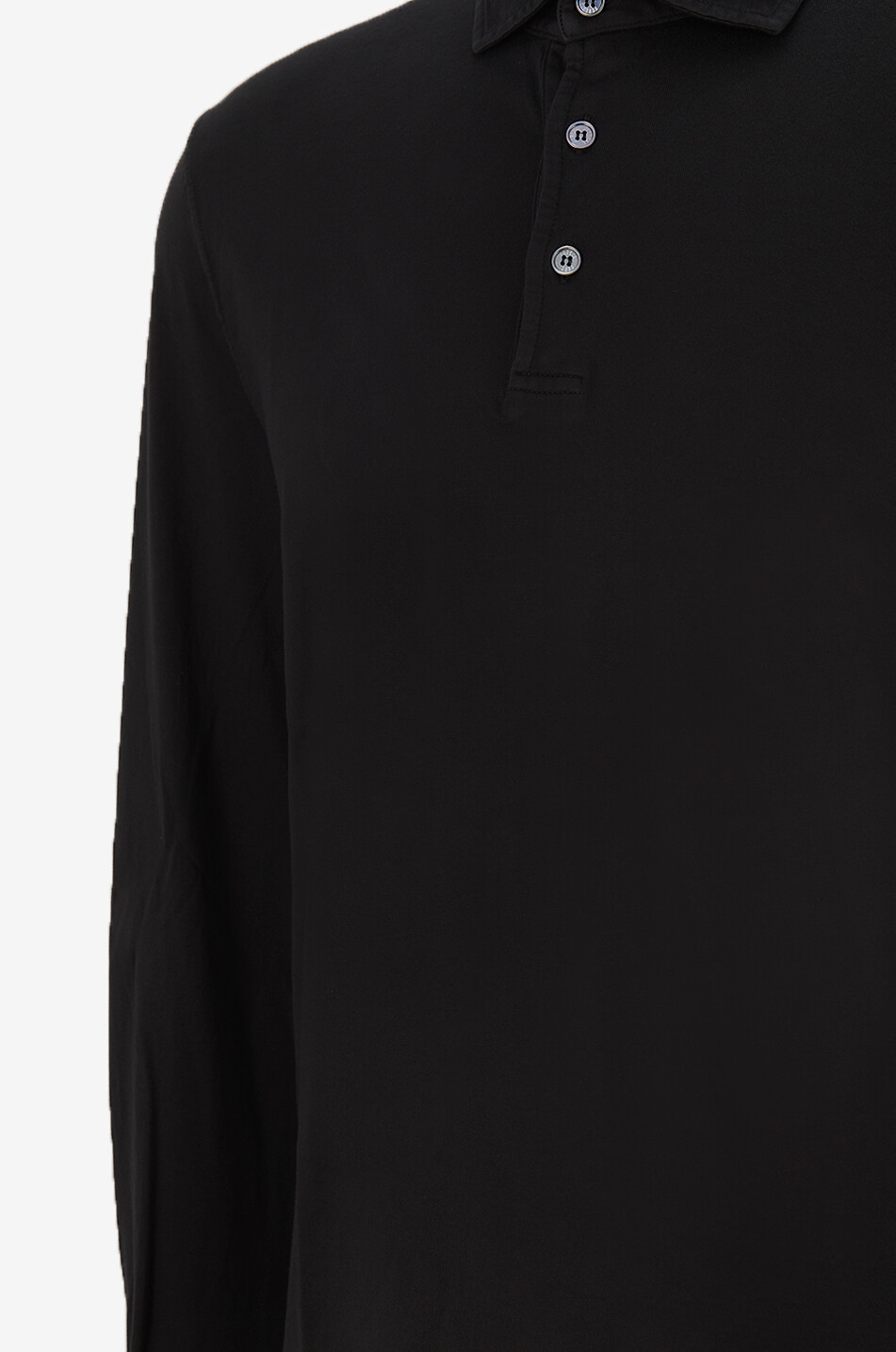 FEDELI Zero Interlock long-sleeve jersey polo shirt Men BLACK 3