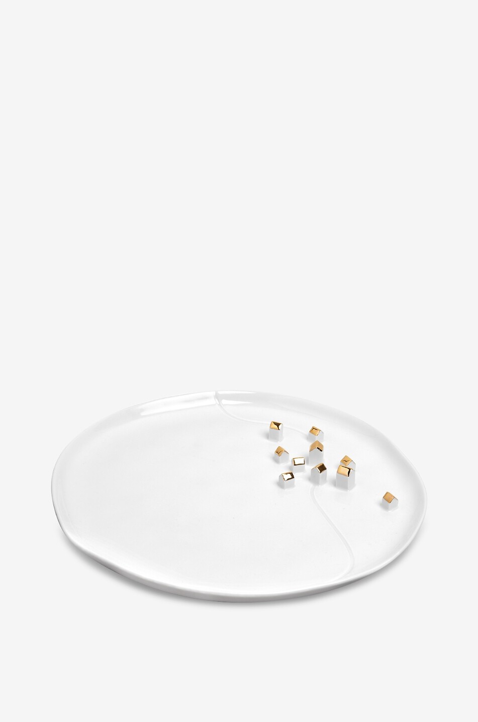 Assiette décorative en porcelaine Village Gold - 32 cm