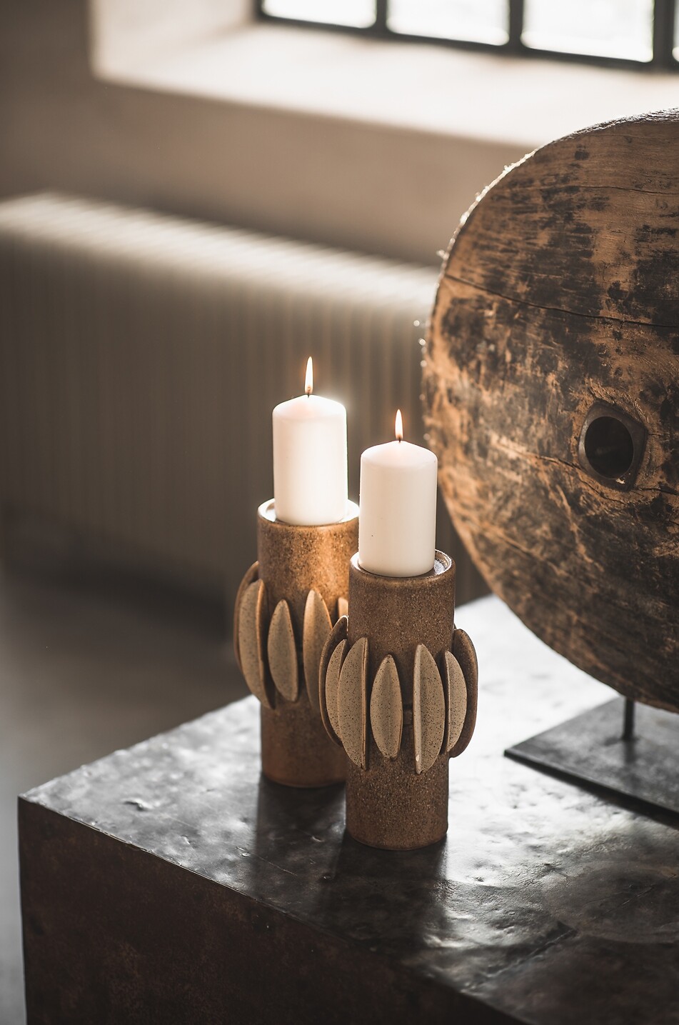 JAKOBSDALS Steinzeug-Windlicht Cairo Haus HELLBRAUN 8