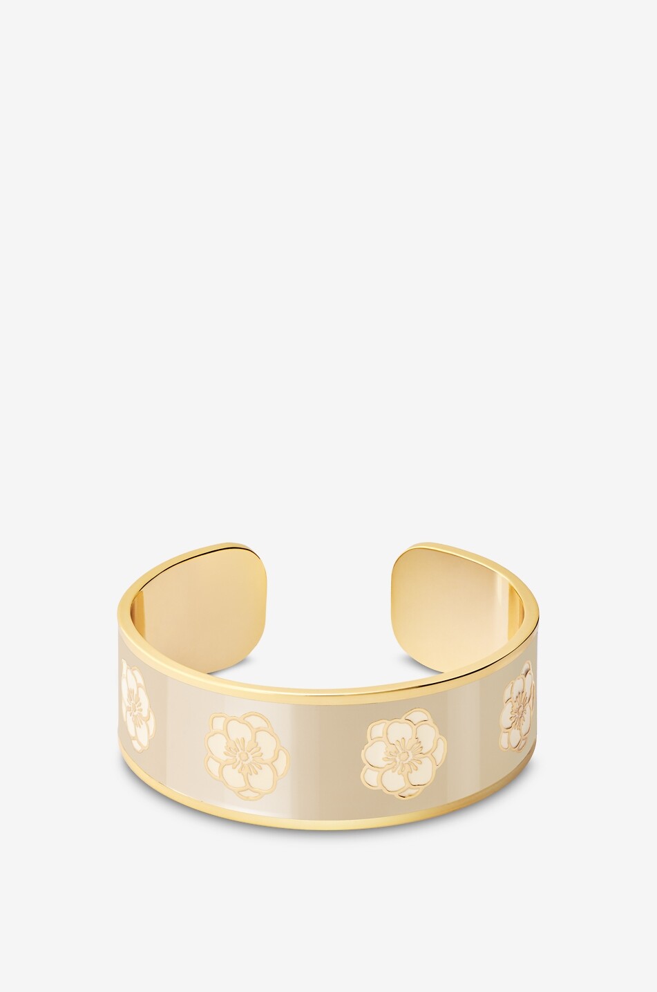Peony Beige Mastic enamelled golden bangle - 20