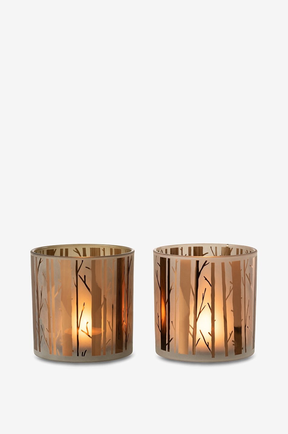 JOLIPA Set of 2 tree motif glass candleholders Home BROWN 2