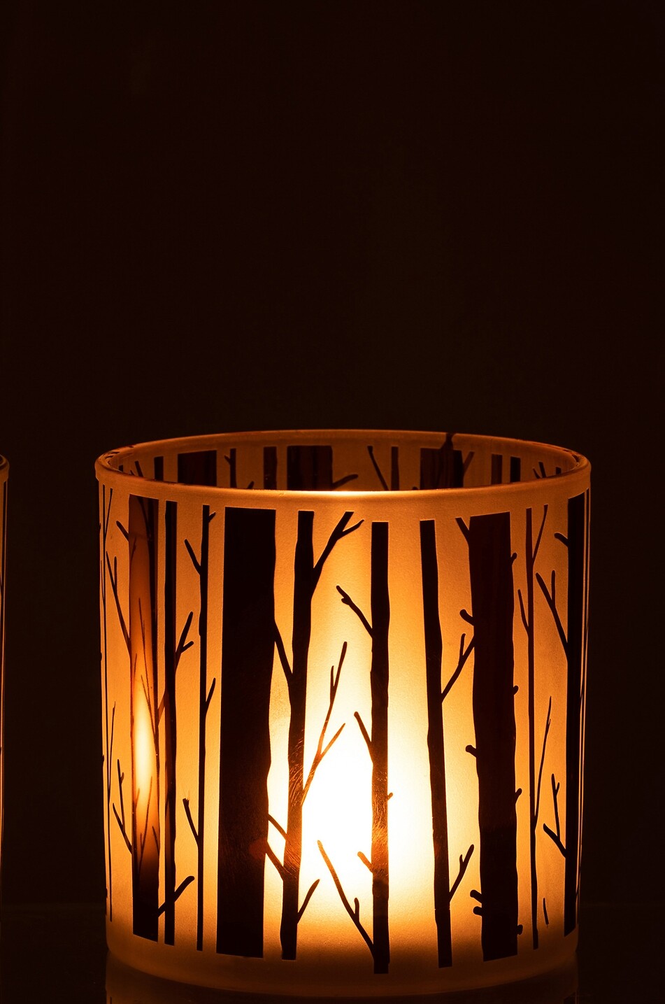 JOLIPA Set of 2 tree motif glass candleholders Home BROWN 3