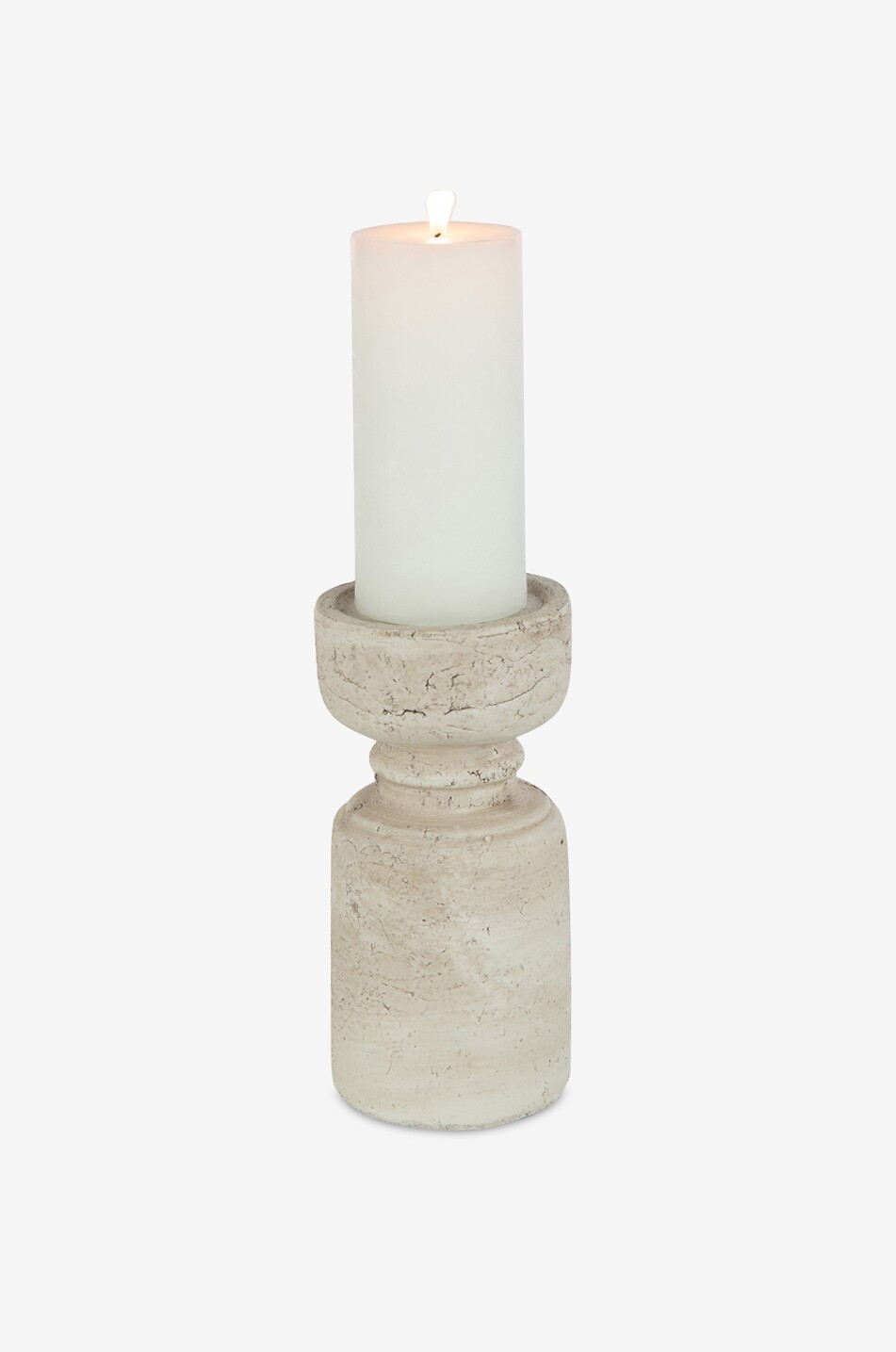 JOLIPA Terrakotta-Kerzenständer M Haus WEISS 2