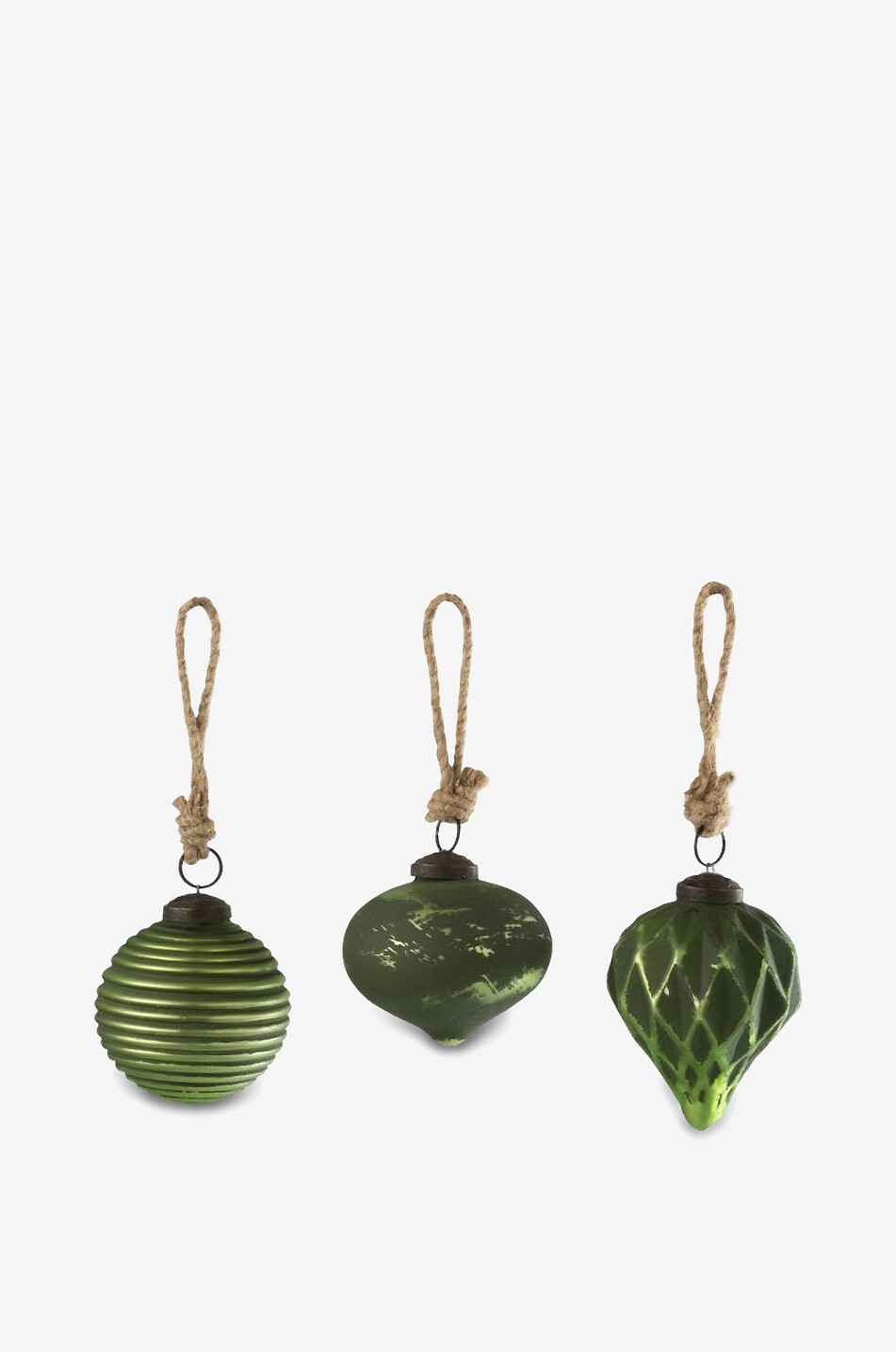 JOLIPA Set of three oxidised glass Christmas baubles Home GREEN 1