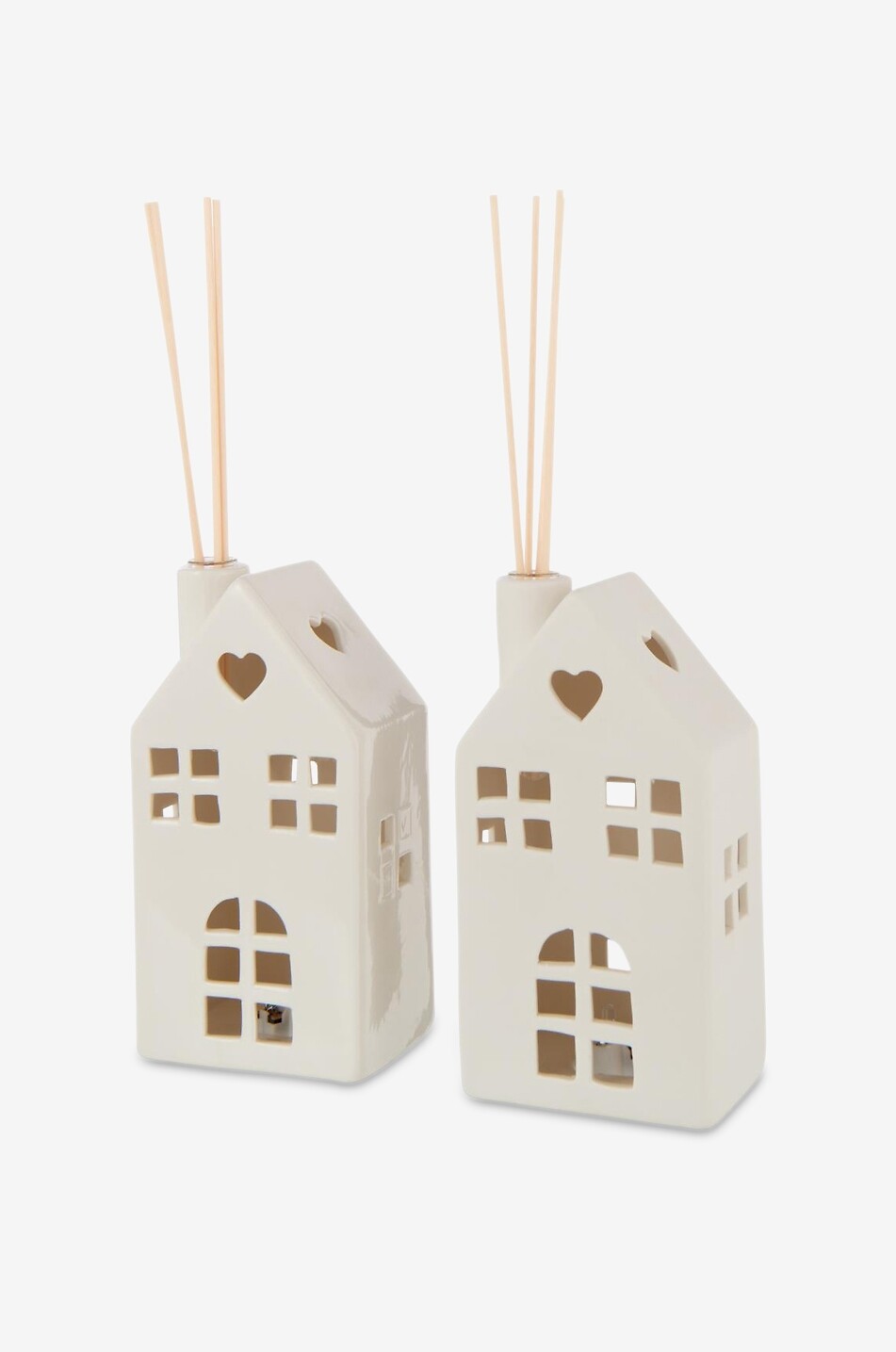 JOLIPA Hochwertiges Set mit 2 Haus-förmigen LED-Vasen Haus WEISS 1