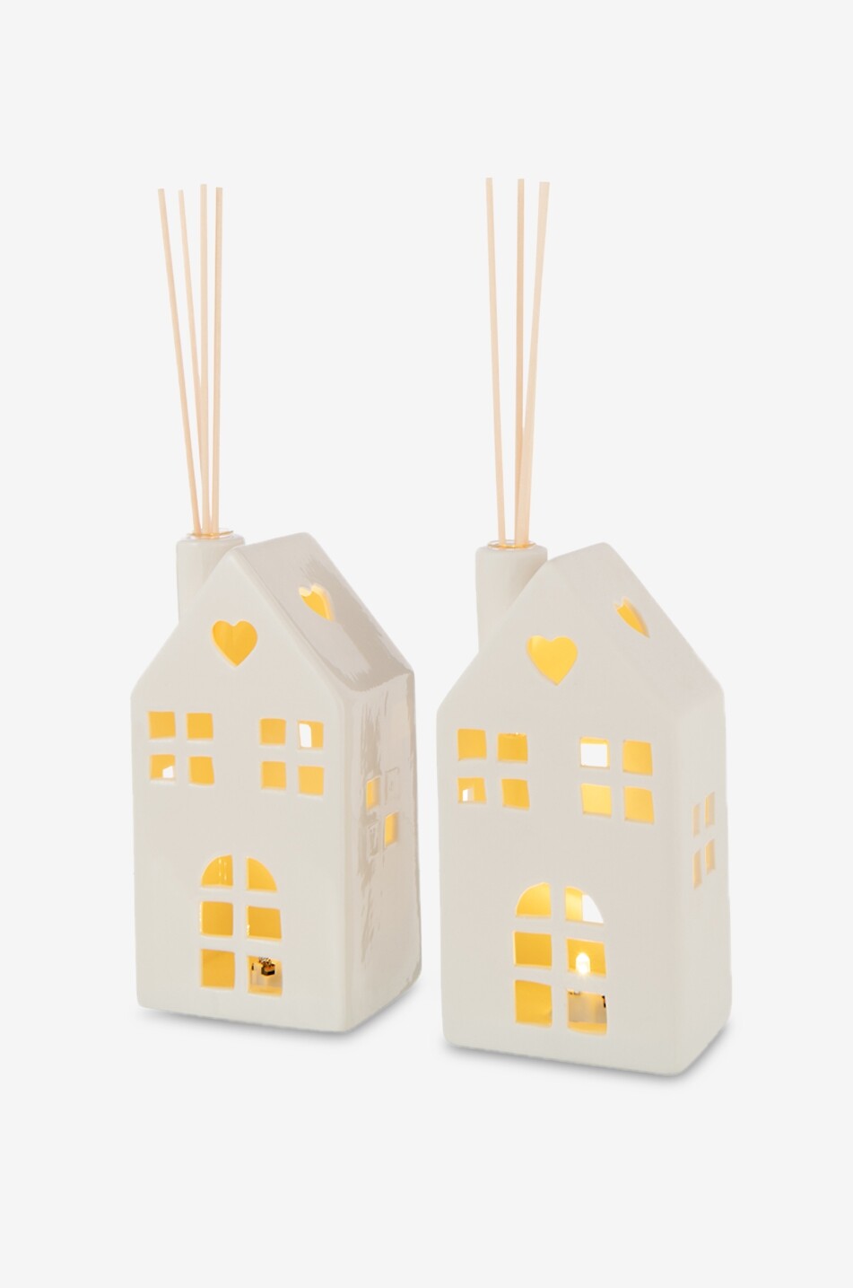 JOLIPA Hochwertiges Set mit 2 Haus-förmigen LED-Vasen Haus WEISS 2