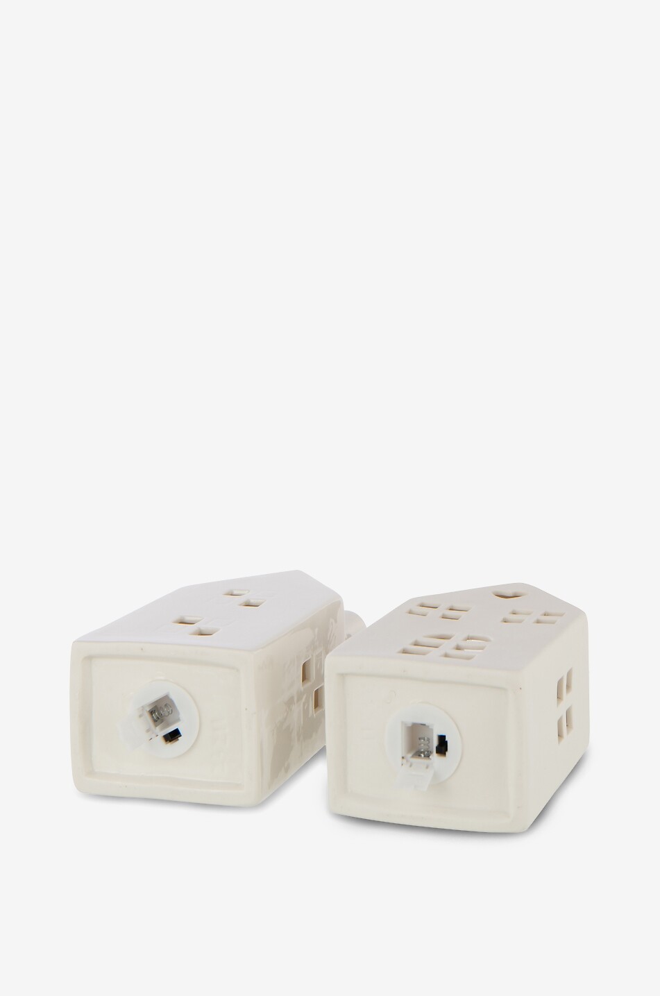 JOLIPA Hochwertiges Set mit 2 Haus-förmigen LED-Vasen Haus WEISS 6