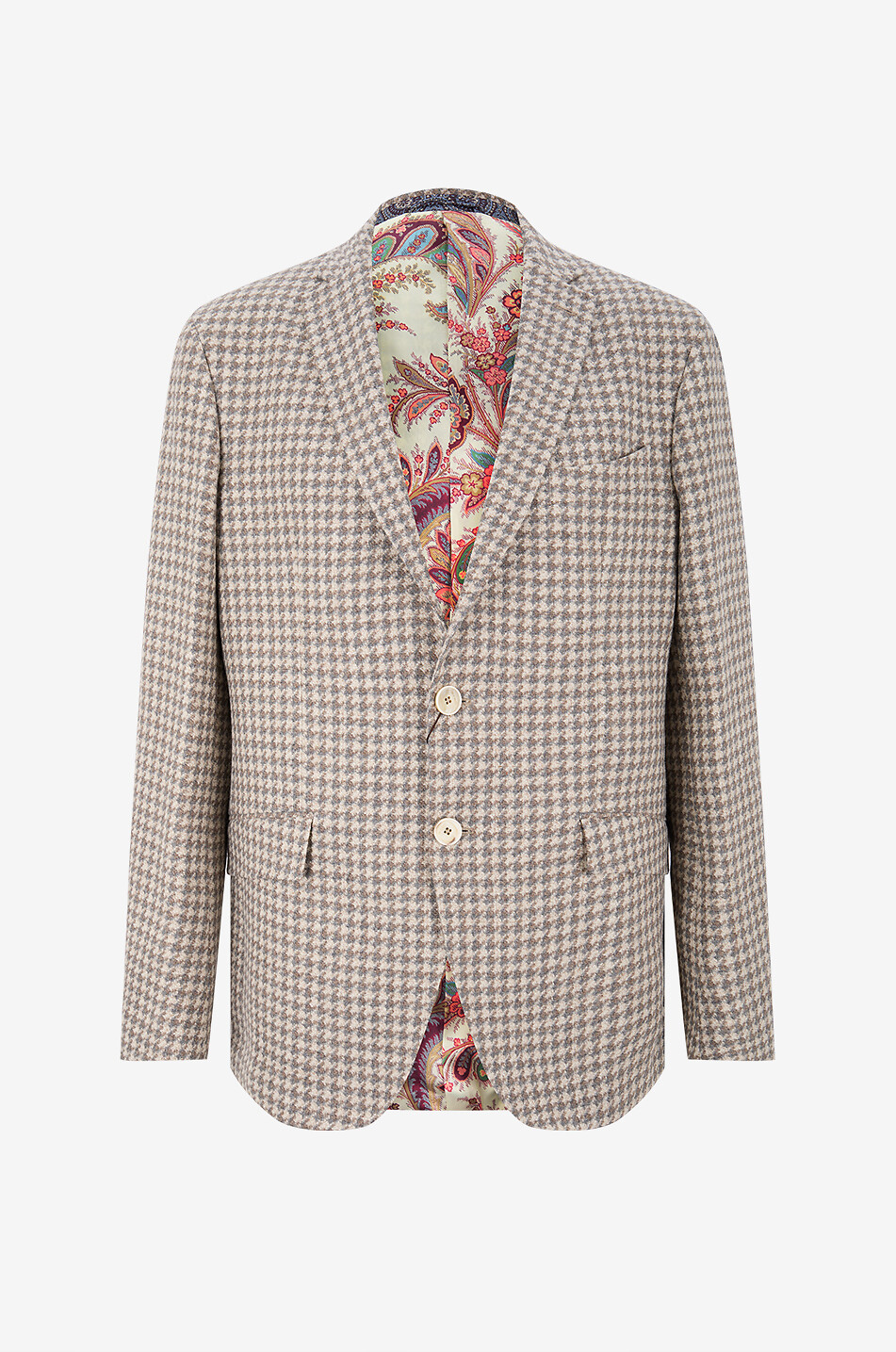 ETRO Blazer pied-de-poule en jacquard à boutonnage simple Roma Homme MARRON 1
