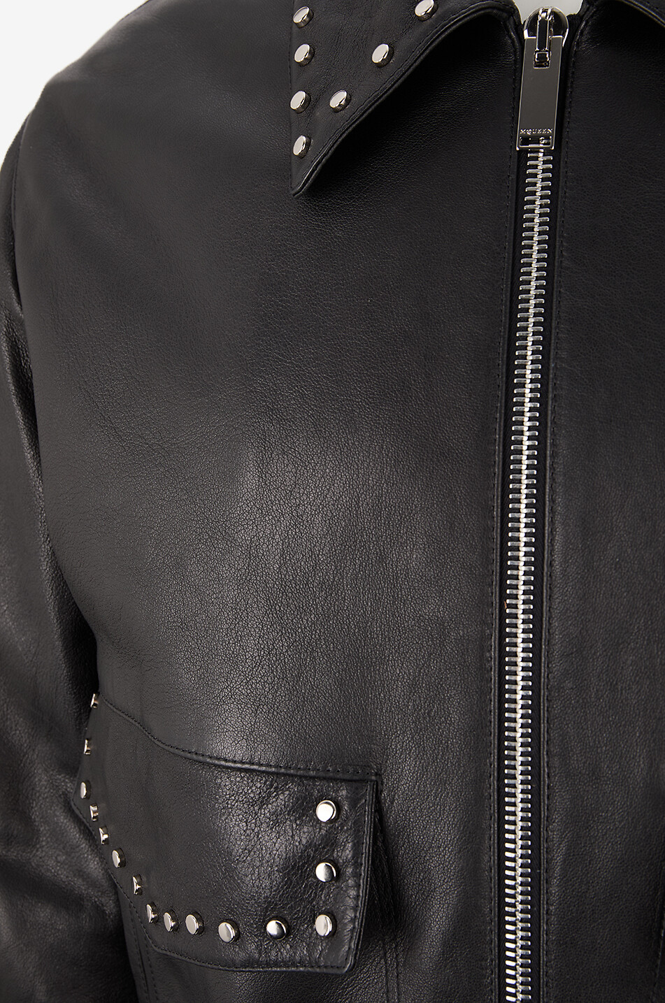 ALEXANDER McQUEEN Studded nappa leather aviator jacket Men BLACK 3