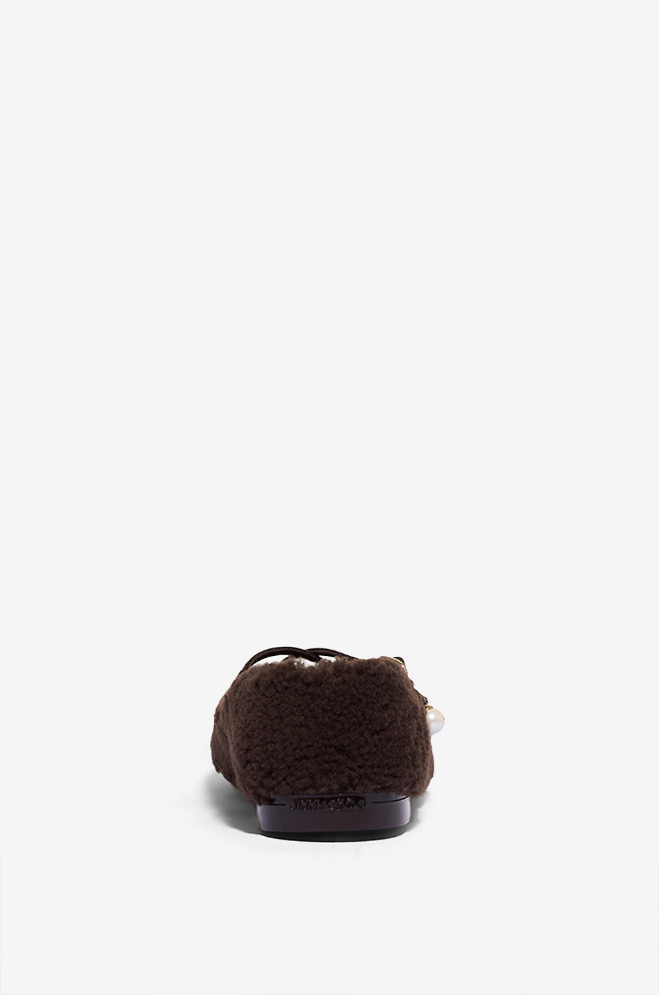 JIMMY CHOO Eleri shearling Mary Jane ballet flats Women DARK BROWN 4