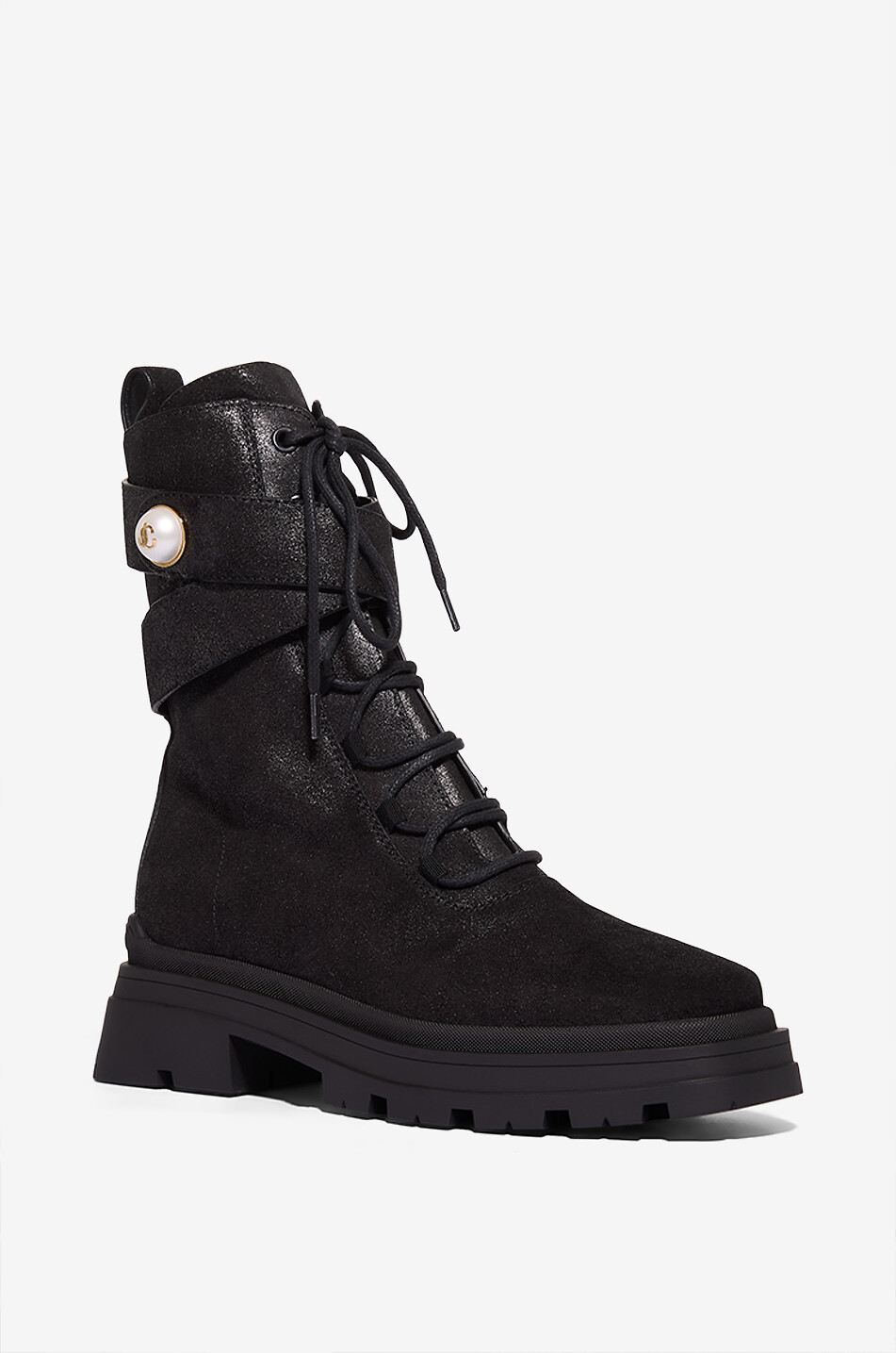 Noemi 45 shimmer suede lace-up ankle boots