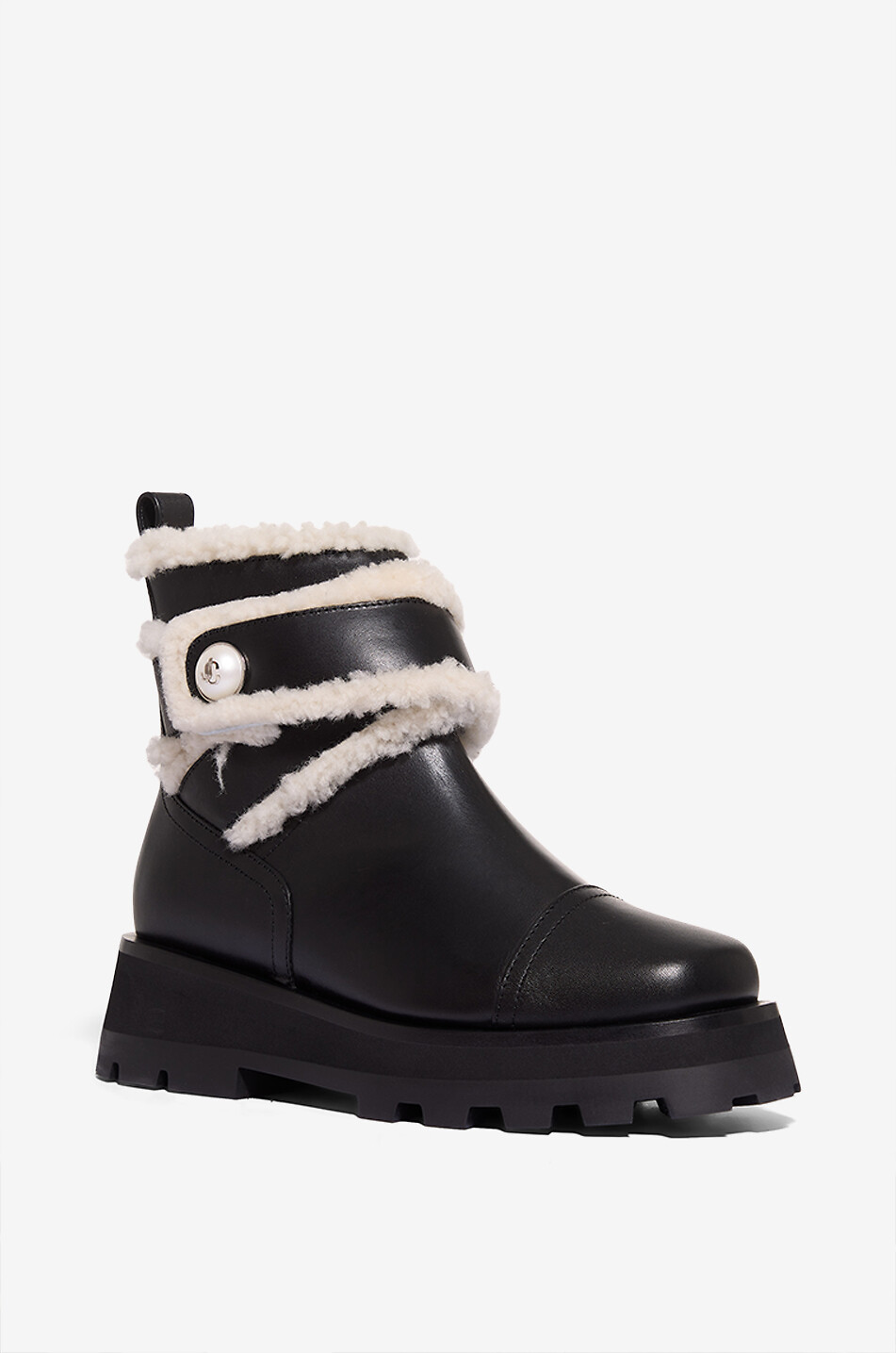 JIMMY CHOO Meena flat shearling-lined leather ankle boots Women BLACK 1