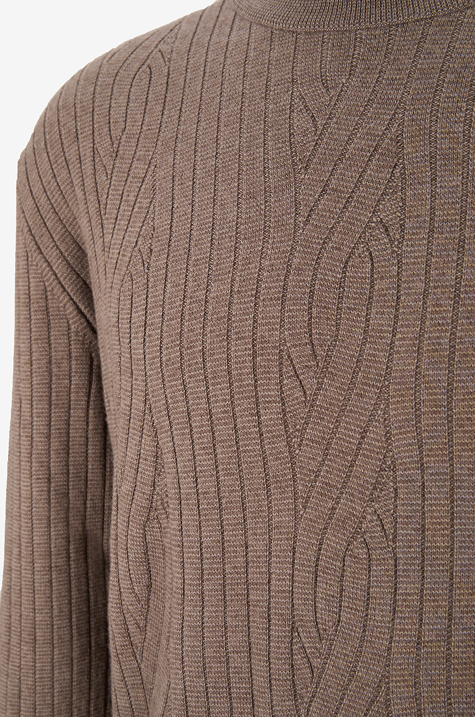BRIONI Pull fin en laine et cachemire à col rond Homme MARRON 3