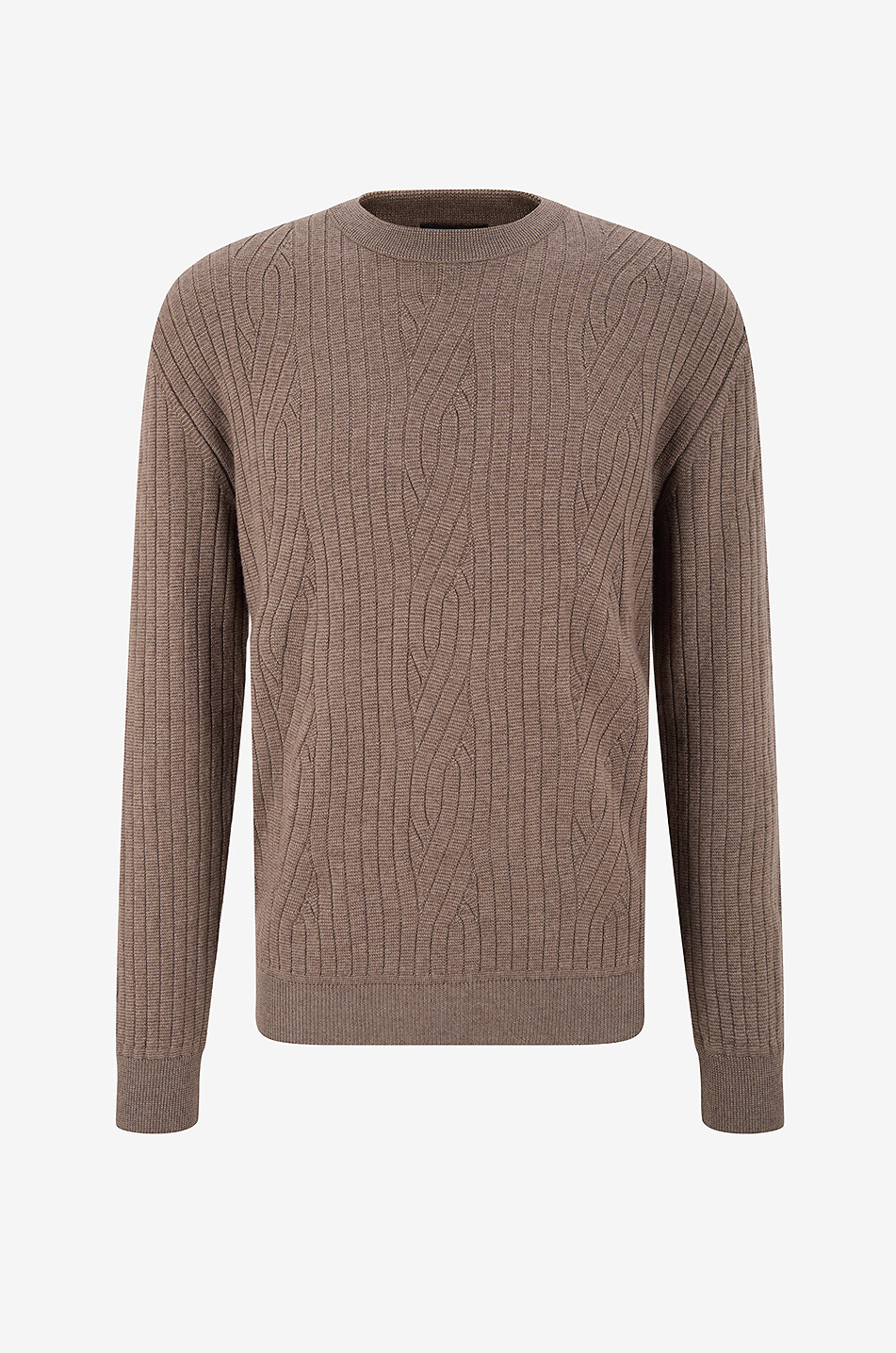 BRIONI Pull fin en laine et cachemire à col rond Homme MARRON 1