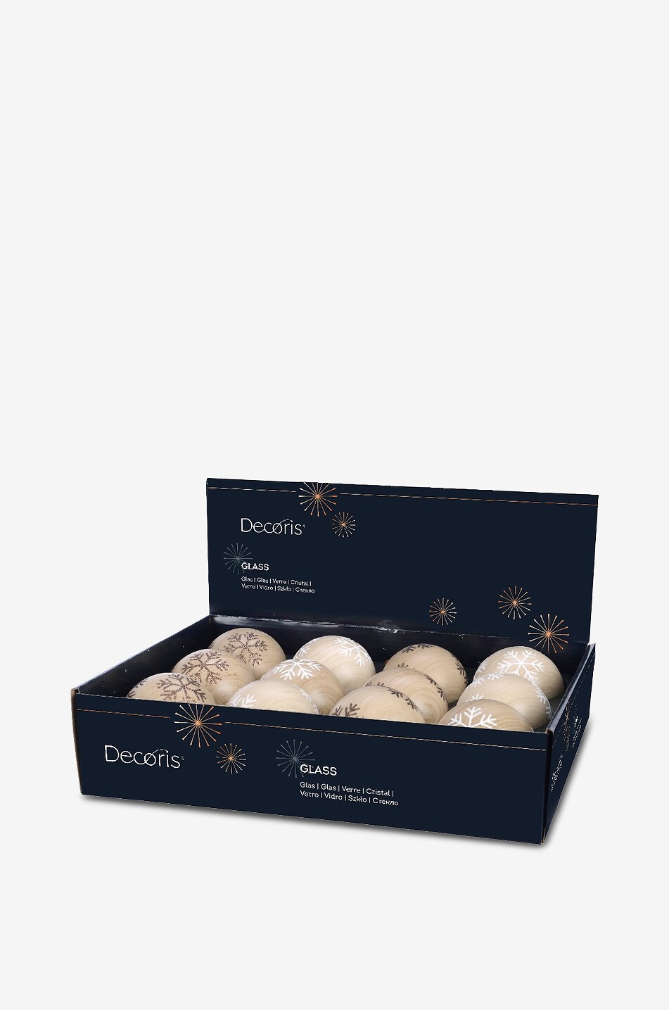 KAEMINGK Exklusive Weihnachtskugeln aus Glas Schneeflocke Haus BEIGE 2