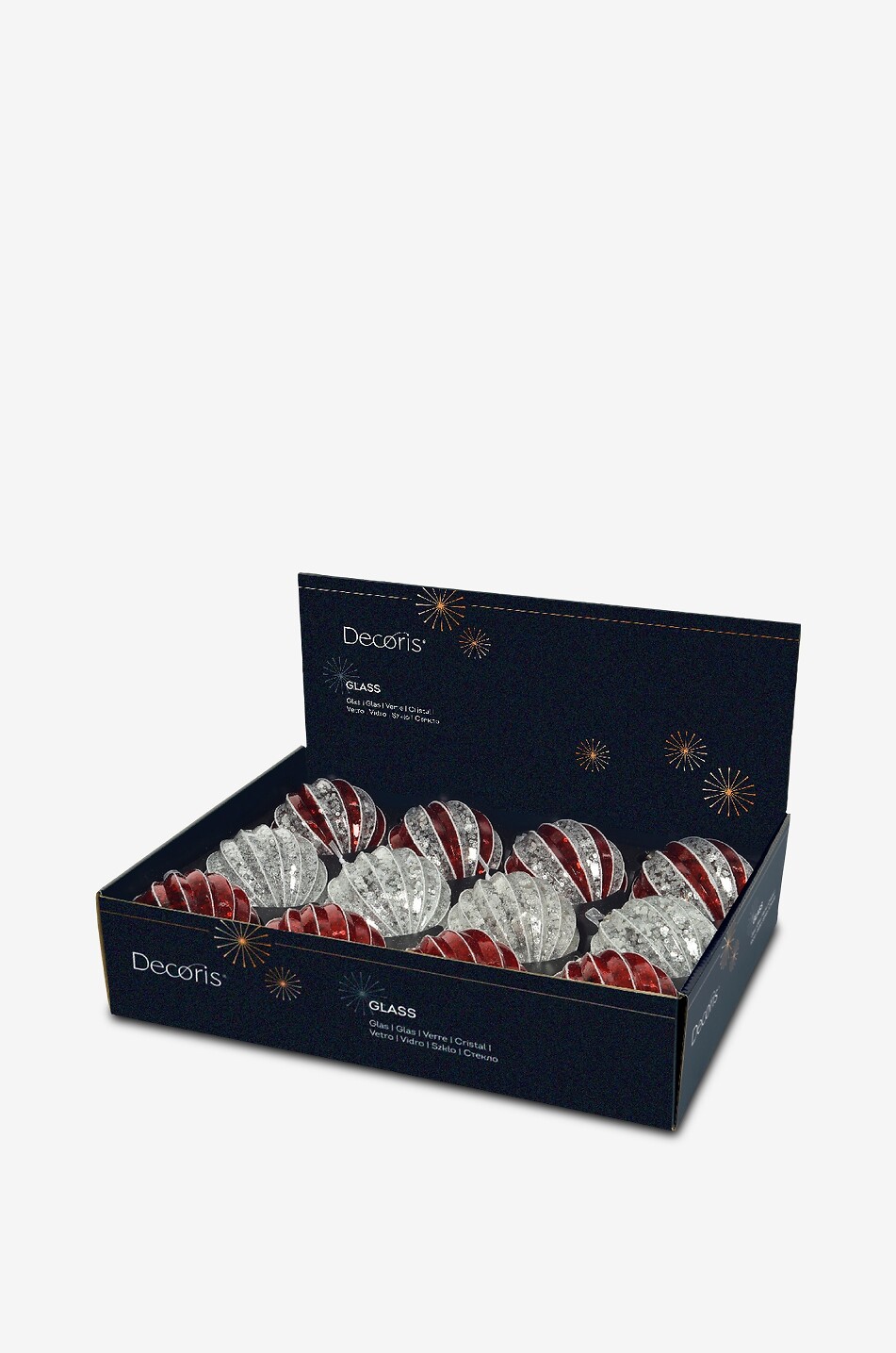 KAEMINGK Lot de trois boules de Noël en verre rayées Maison MULTICOLORE 2