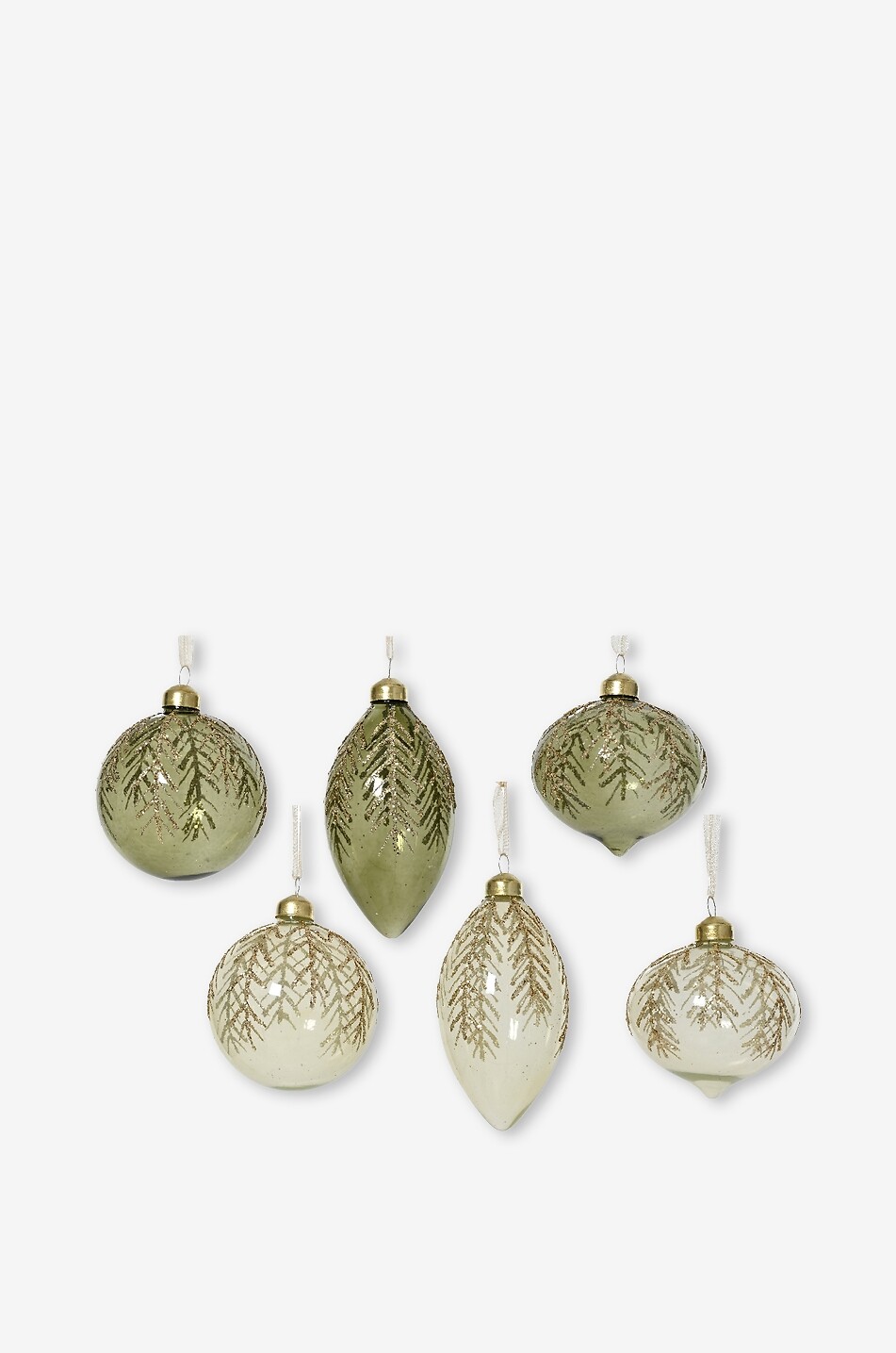 KAEMINGK Set of six glass Christmas baubles Home MULTI COLOURED 1