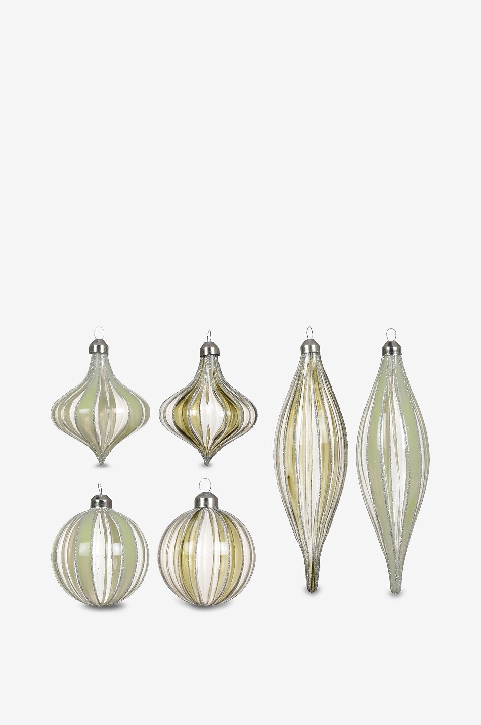 Sechser-Set gestreifte Weihnachtskugeln aus Glas Heritage